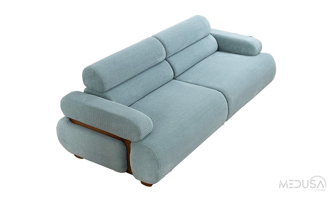 Medusa Home Mobilya - Vera Mavi Üçlü Koltuk