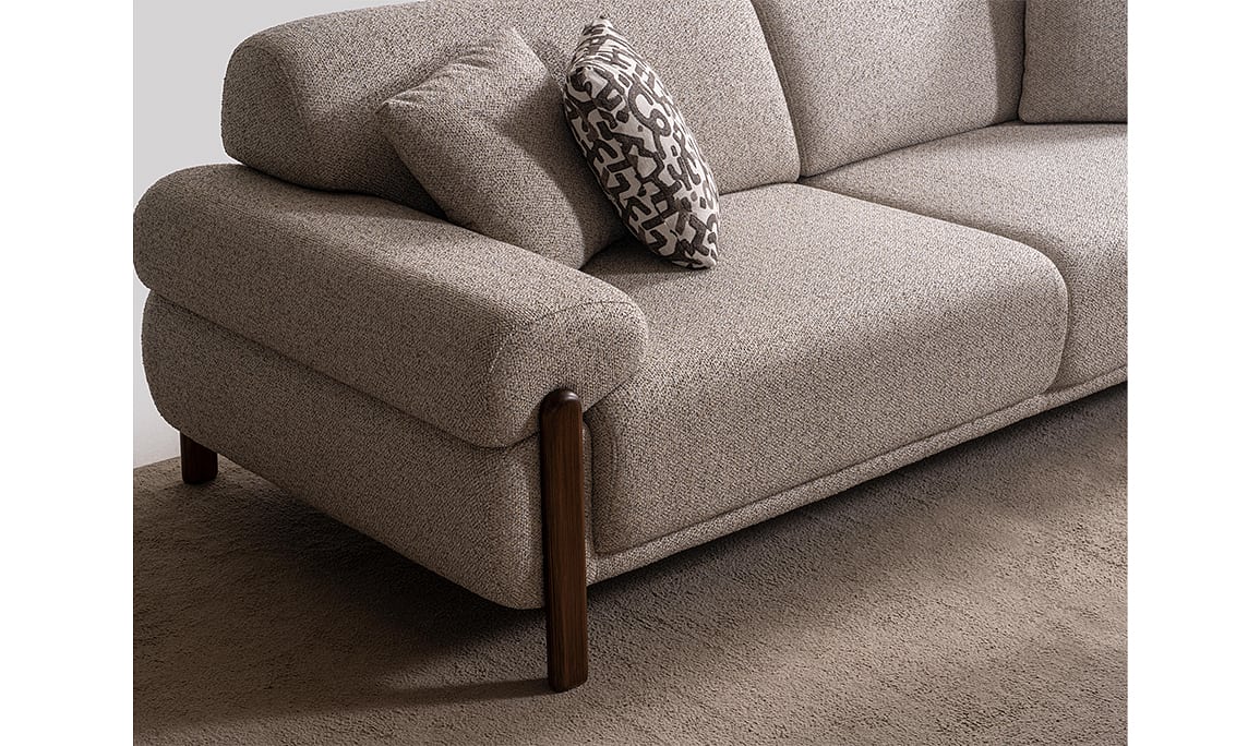 Medusa Home Mobilya - Vesta Krem Üçlü Koltuk