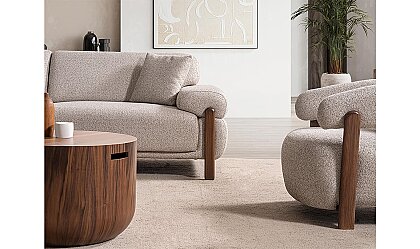 Medusa Home Mobilya - Vesta Krem Üçlü Koltuk