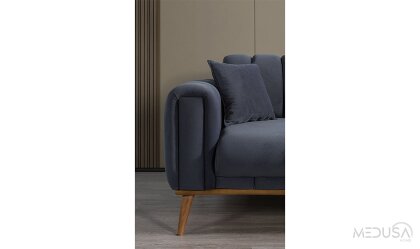 Medusa Home Mobilya - Viela Antrasit Üçlü Koltuk