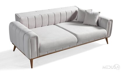 Medusa Home Mobilya - Viela Beyaz Üçlü Koltuk