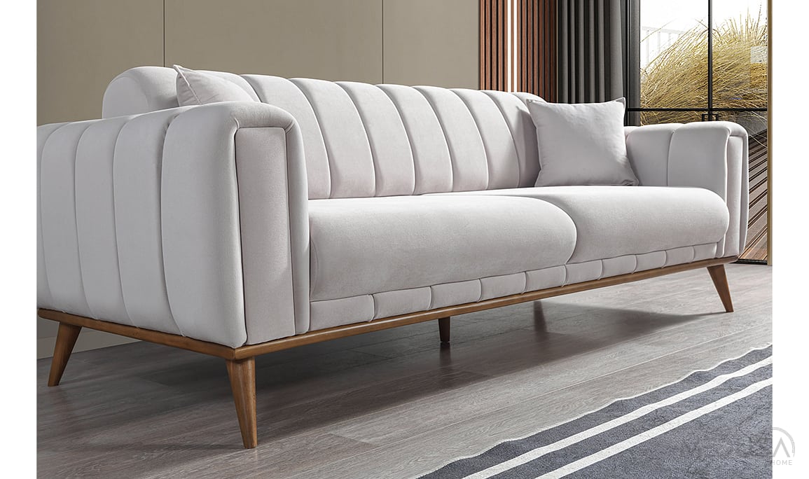 Medusa Home Mobilya - Viela Beyaz Üçlü Koltuk