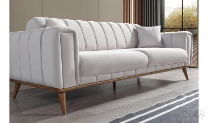 Medusa Home Mobilya - Viela Beyaz Üçlü Koltuk