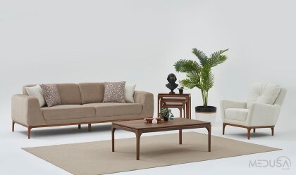 Medusa Home Mobilya - Violet Kahve Üçlü Koltuk