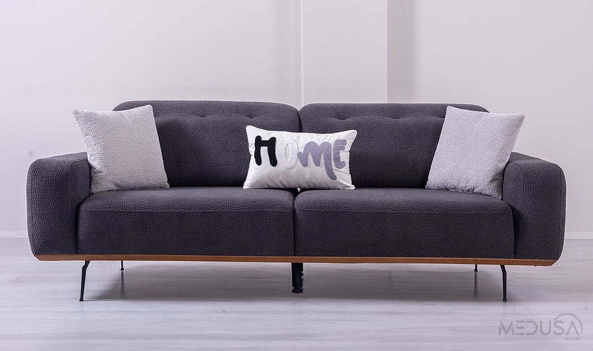 Medusa Home Mobilya - Vira Antrasit Üçlü Koltuk