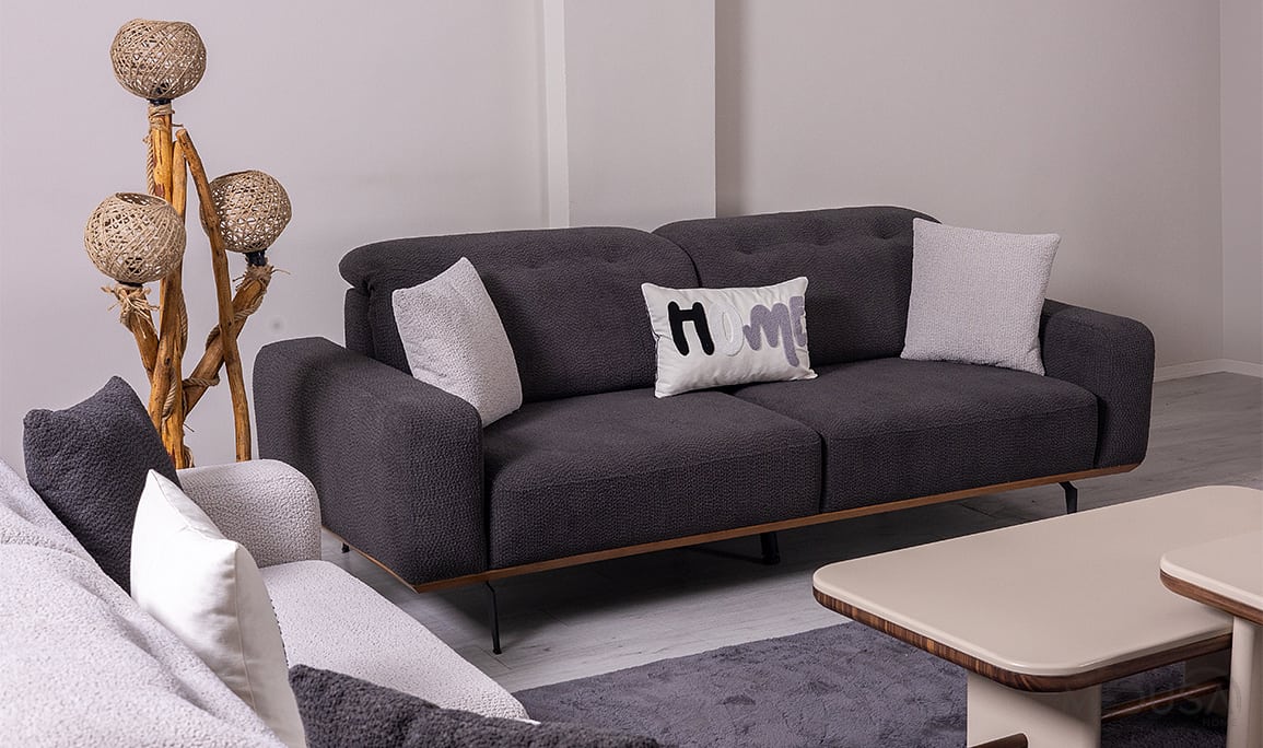 Medusa Home Mobilya - Vira Antrasit Üçlü Koltuk