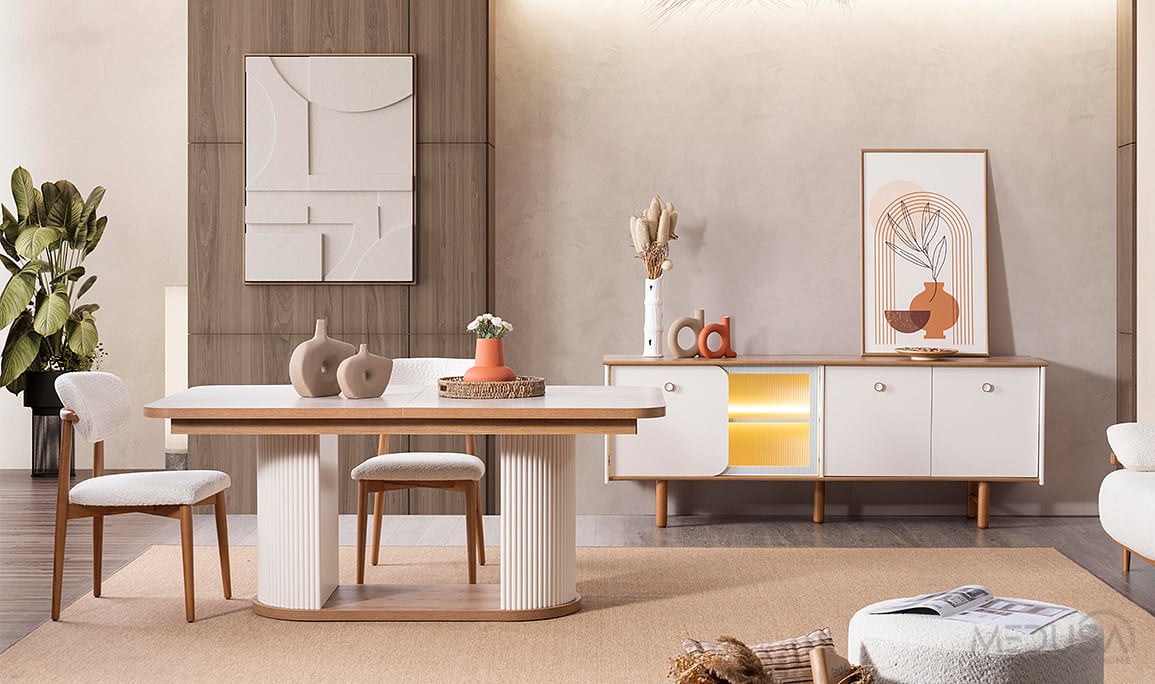 Medusa Home Mobilya - Virjin Bohem Yemek Odası