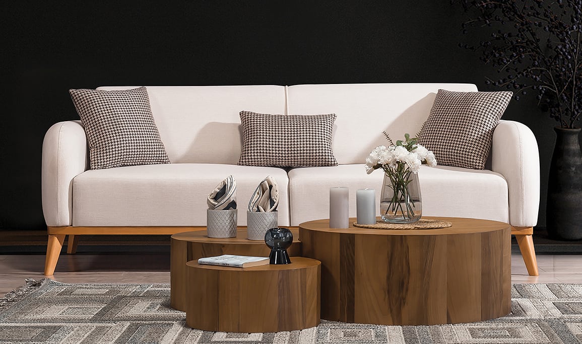 Medusa Home Mobilya - Vita Beyaz Üçlü Koltuk