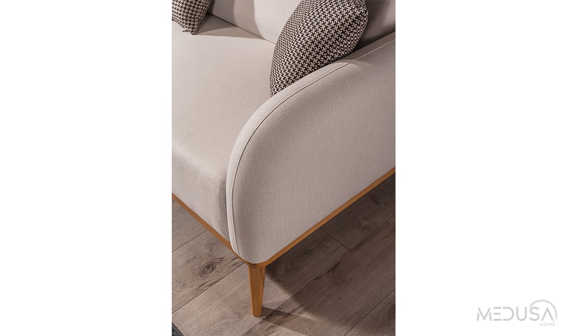 Medusa Home Mobilya - Vita Beyaz Üçlü Koltuk