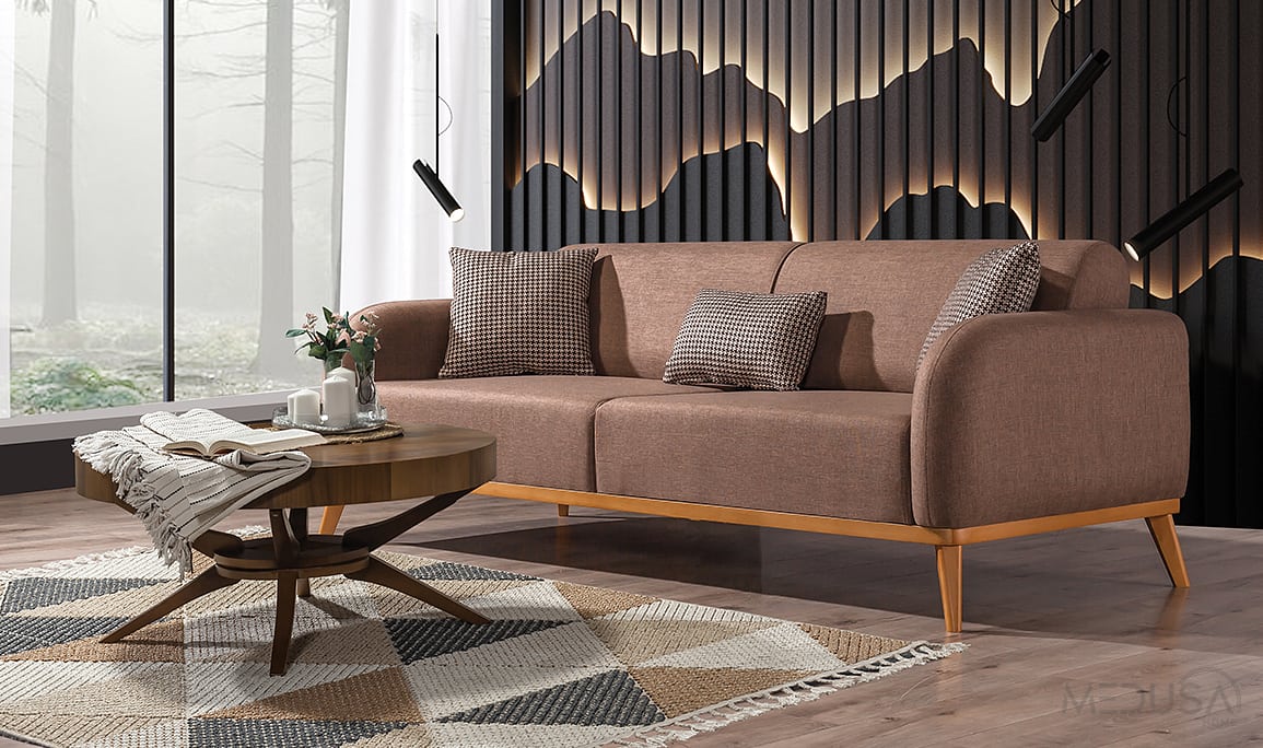 Medusa Home Mobilya - Vita Kahve Üçlü Koltuk