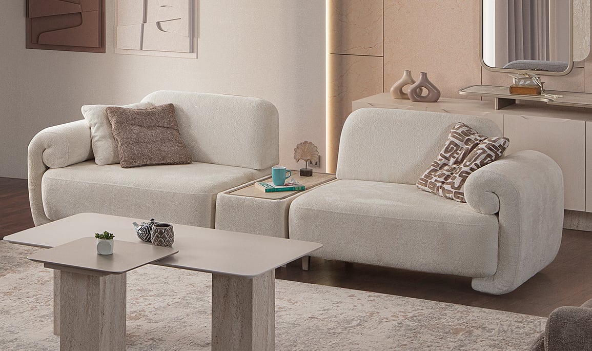 Medusa Home Mobilya - Vivo Sehpalı Üçlü Koltuk