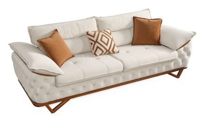 Medusa Home Mobilya - Vortex Beyaz Üçlü Koltuk