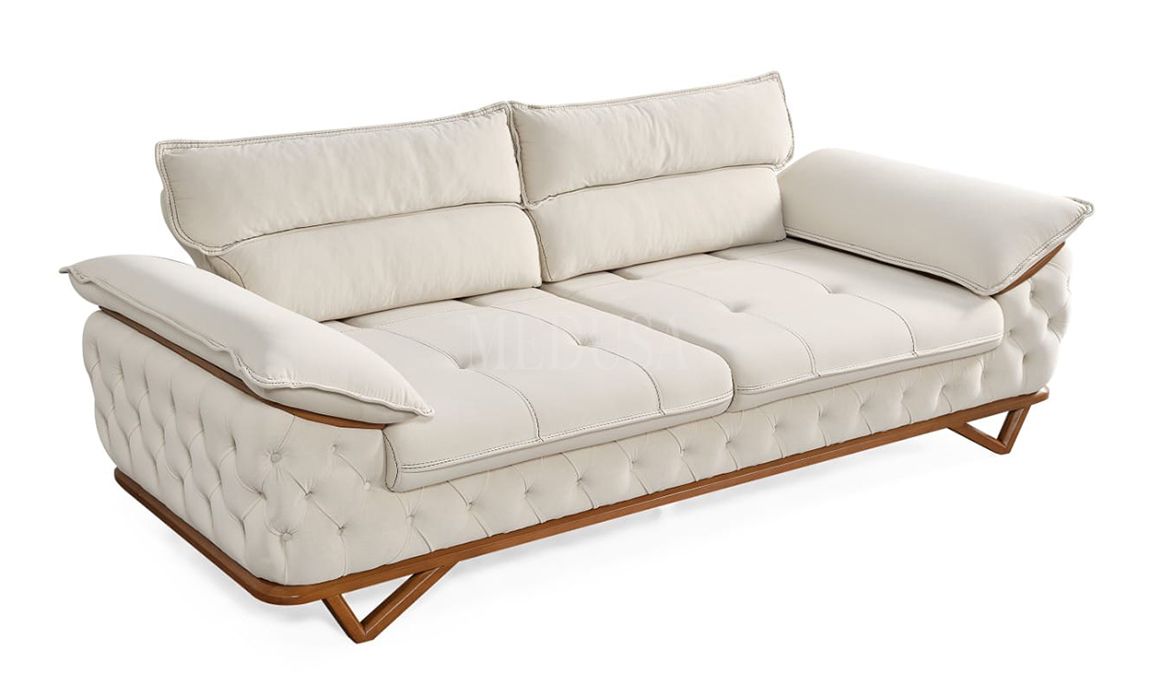 Medusa Home Mobilya - Vortex Beyaz Üçlü Koltuk