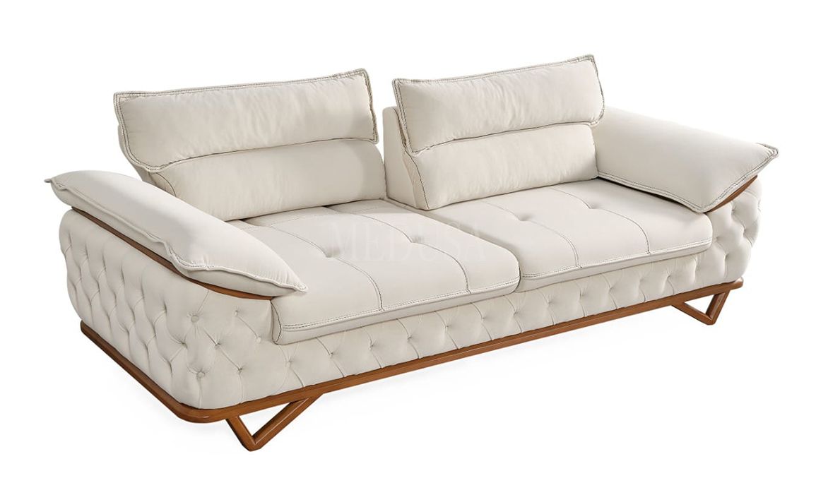 Medusa Home Mobilya - Vortex Beyaz Üçlü Koltuk