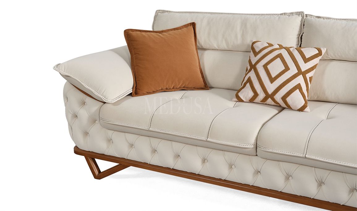 Medusa Home Mobilya - Vortex Beyaz Üçlü Koltuk