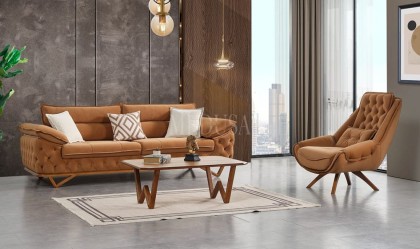 Medusa Home Mobilya - Vortex Hardal Üçlü Koltuk
