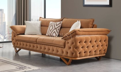 Medusa Home Mobilya - Vortex Hardal Üçlü Koltuk