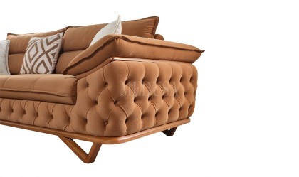 Medusa Home Mobilya - Vortex Hardal Üçlü Koltuk