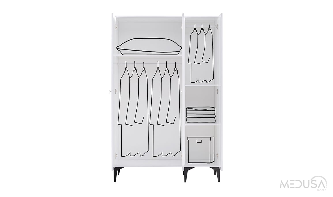 Medusa Home Mobilya - White 3 Kapaklı Gardırop