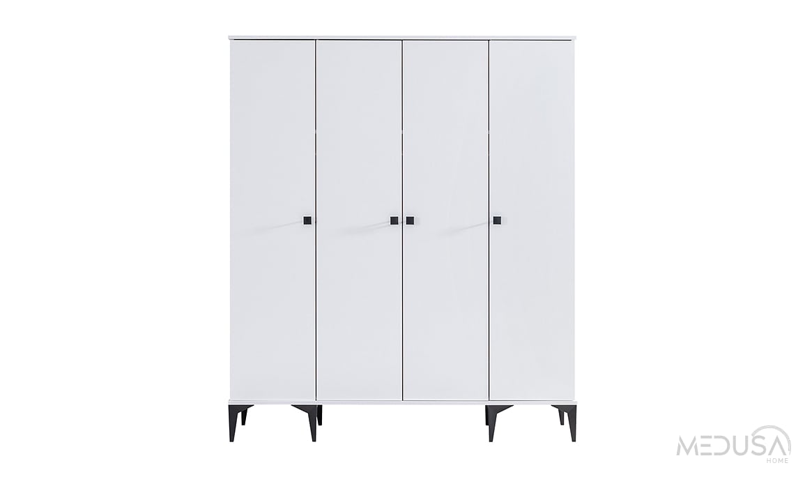 Medusa Home Mobilya - White 4 Kapaklı Gardırop