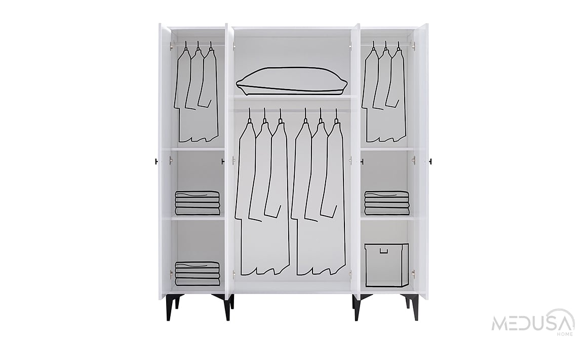 Medusa Home Mobilya - White 4 Kapaklı Gardırop