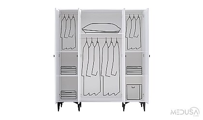 Medusa Home Mobilya - White 4 Kapaklı Gardırop