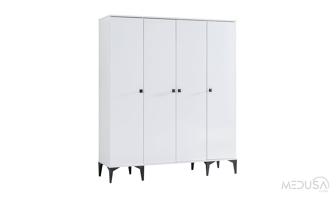 Medusa Home Mobilya - White 4 Kapaklı Genç Odası