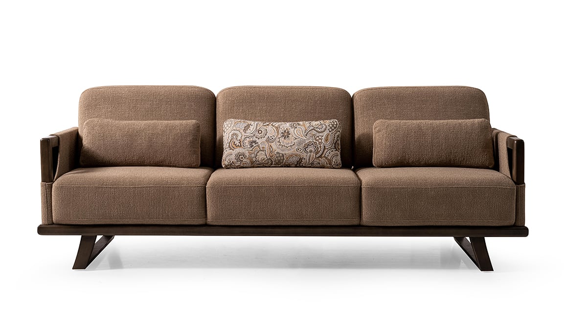 Medusa Home Mobilya - Wood Kahve Üçlü Koltuk