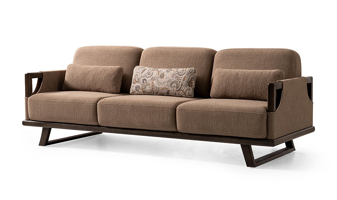 Medusa Home Mobilya - Wood Kahve Üçlü Koltuk