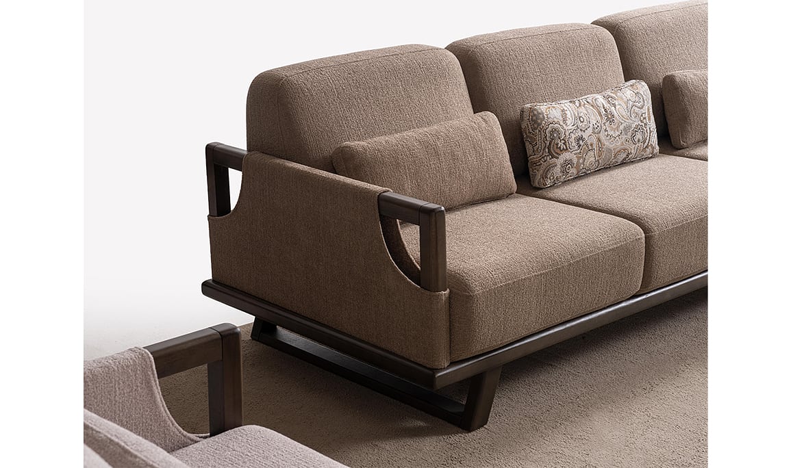 Medusa Home Mobilya - Wood Kahve Üçlü Koltuk