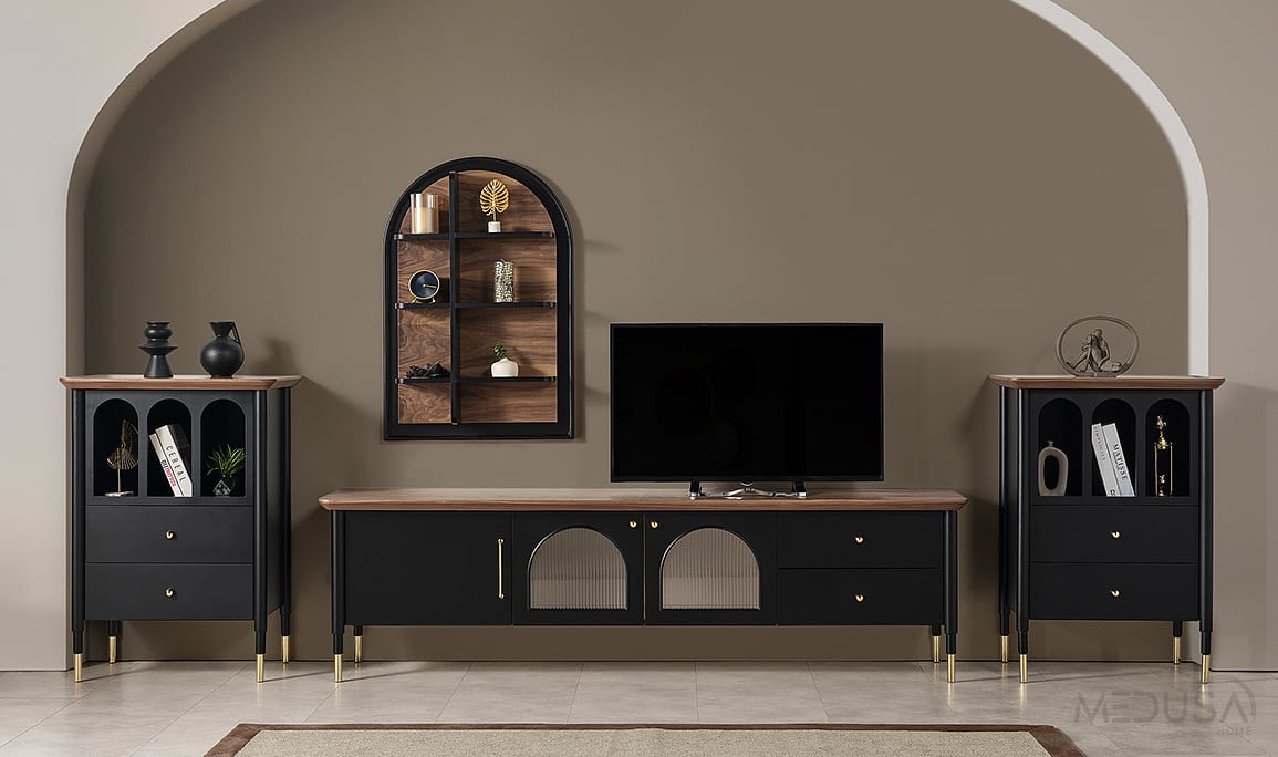 Medusa Home Mobilya - Yıldız Siyah Tv Ünitesi Set