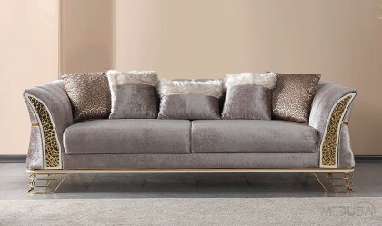 Medusa Home - Zara Luxury Açık Vizon Üçlü Koltuk Medusa Home - Zara Luxury Açık Vizon Üçlü Koltuk
