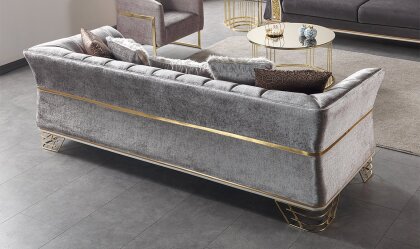 Medusa Home Mobilya - Zara Luxury Açık Vizon Üçlü Koltuk