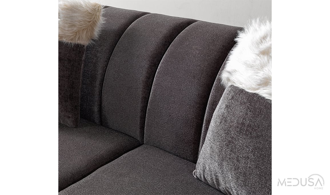 Medusa Home Mobilya - Zara Luxury Antrasit Üçlü Koltuk