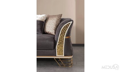 Medusa Home Mobilya - Zara Luxury Antrasit Üçlü Koltuk