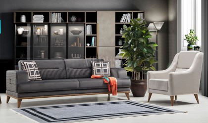 Medusa Home Mobilya - Zena Antrasit Üçlü Koltuk