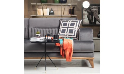 Medusa Home Mobilya - Zena Antrasit Üçlü Koltuk