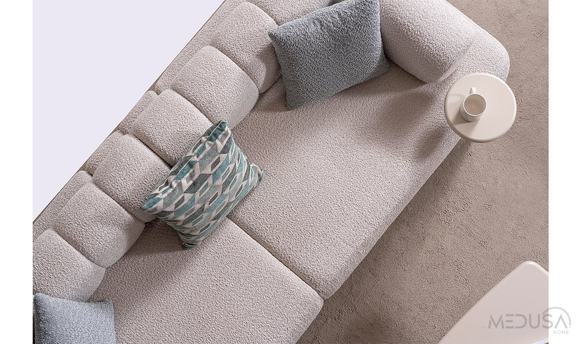Medusa Home Mobilya - Zenith Krem Üçlü Koltuk
