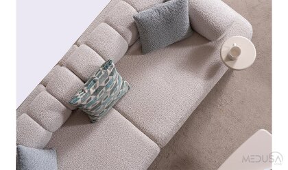 Medusa Home Mobilya - Zenith Krem Üçlü Koltuk