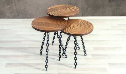 Medusa Home - Zincir Walnut Zigon Sehpa Medusa Home - Zincir Walnut Zigon Sehpa