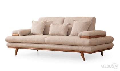Medusa Home Mobilya - Zion Krem Üçlü Koltuk