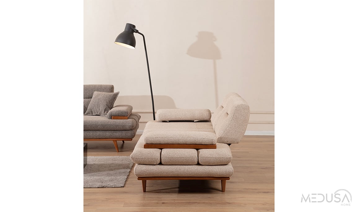 Medusa Home Mobilya - Zion Krem Üçlü Koltuk