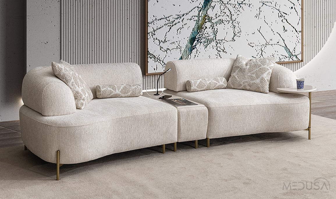 Medusa Home Mobilya - Zyra Ara Sehpalı Üçlü Koltuk