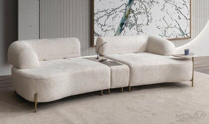 Medusa Home Mobilya - Zyra Ara Sehpalı Üçlü Koltuk