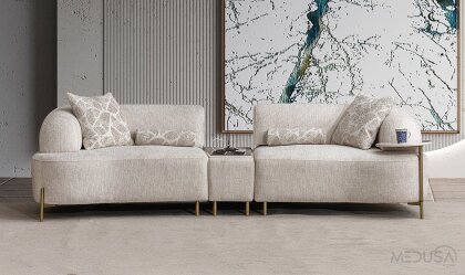 Medusa Home Mobilya - Zyra Ara Sehpalı Üçlü Koltuk