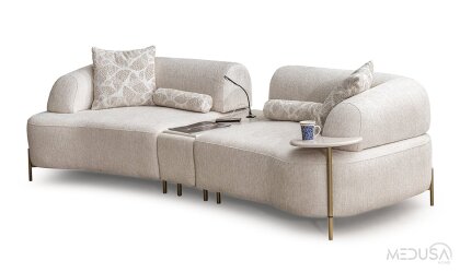 Medusa Home Mobilya - Zyra Ara Sehpalı Üçlü Koltuk