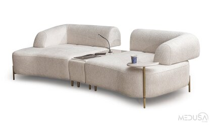Medusa Home Mobilya - Zyra Ara Sehpalı Üçlü Koltuk